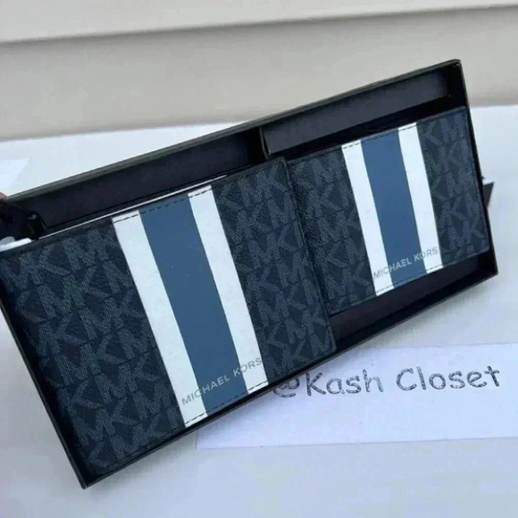 Michael kors Men Wallet Card Case Gift box set Admiral Multi - Picture 1 of 6